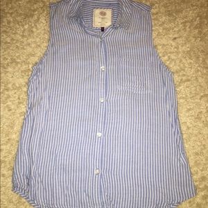 blue and white blouse top